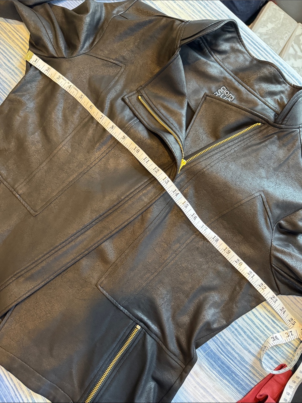 NWOT Clara Sun Woo liquid leather signature Black Moto Jacket size 1X - Picture 10 of 12